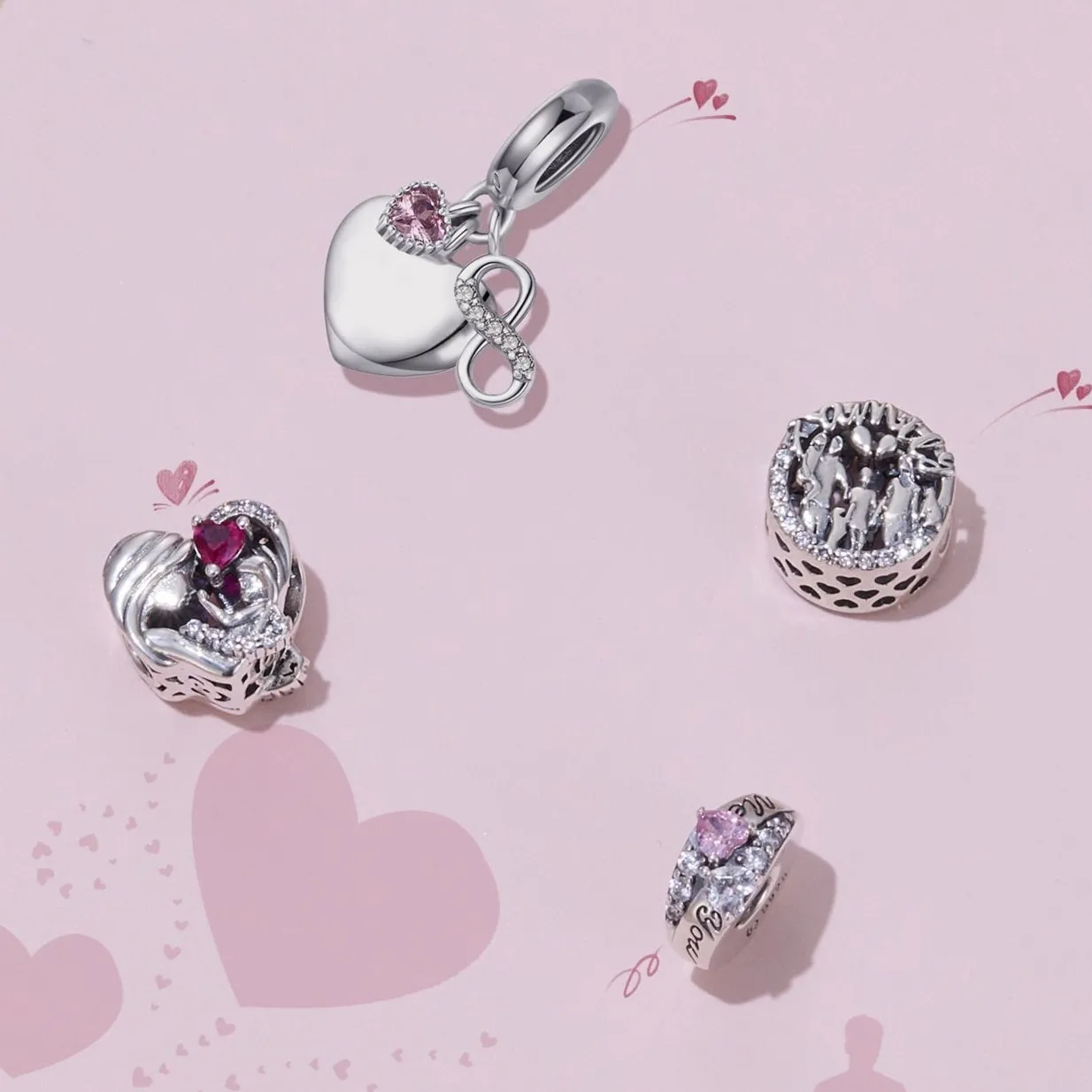 Heart & Family Charms Bracelet