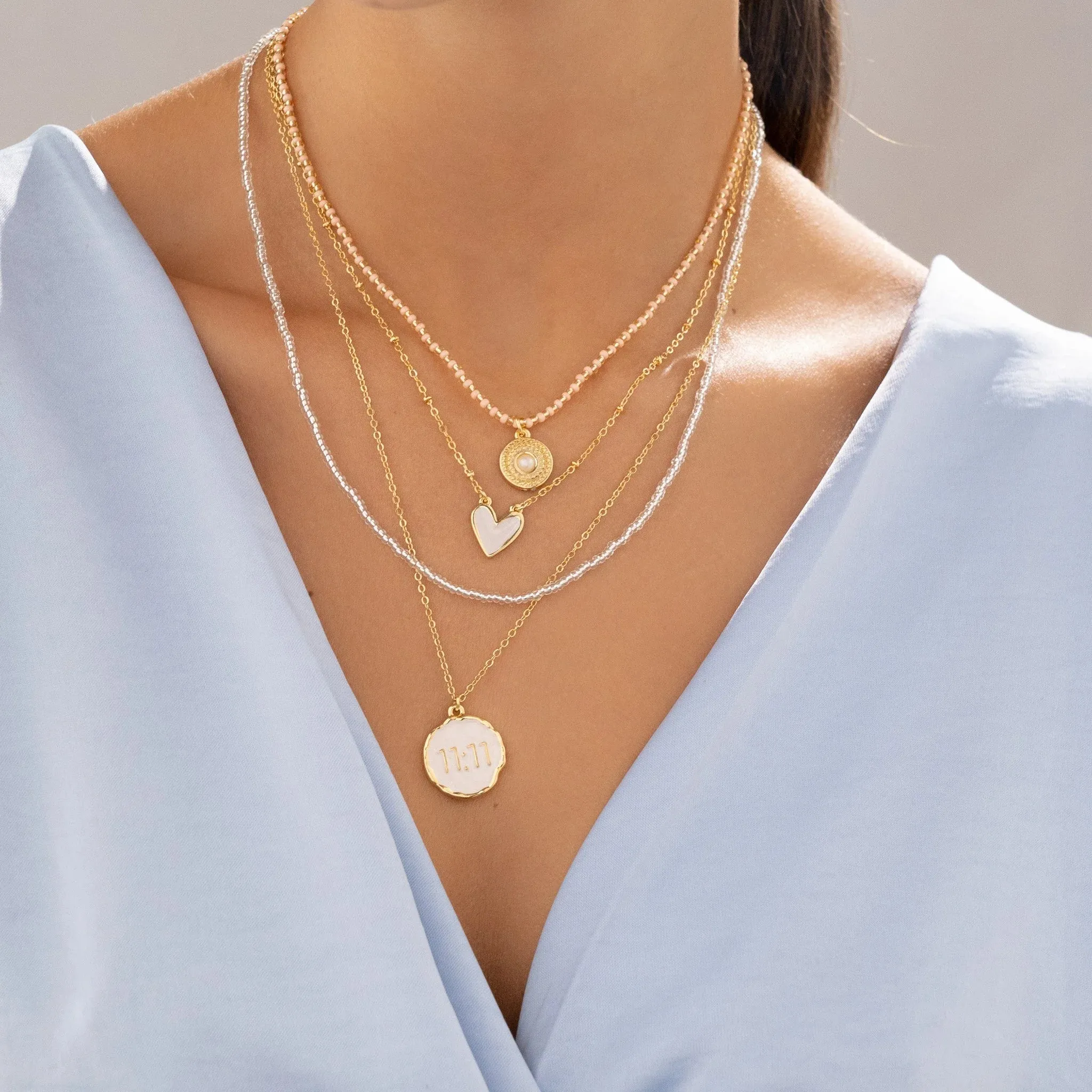 Heart and 11:11 Necklace Set   Earrings