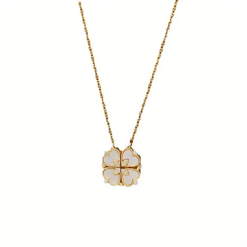 Heart Clover Pendant Necklace Jewelry
