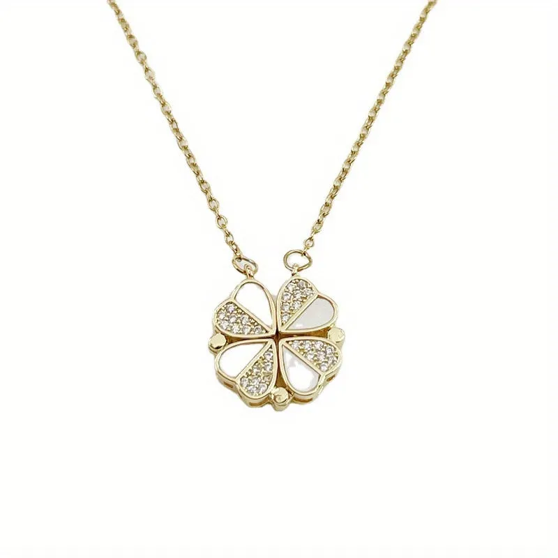 Heart Clover Pendant Necklace Jewelry