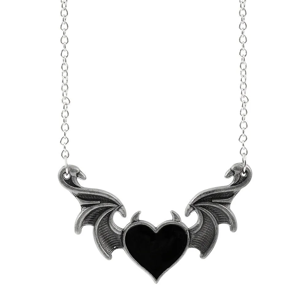 Heart Devil Wings Pendant Necklace Retro Punk Hip Hop Bat Pendant Necklace