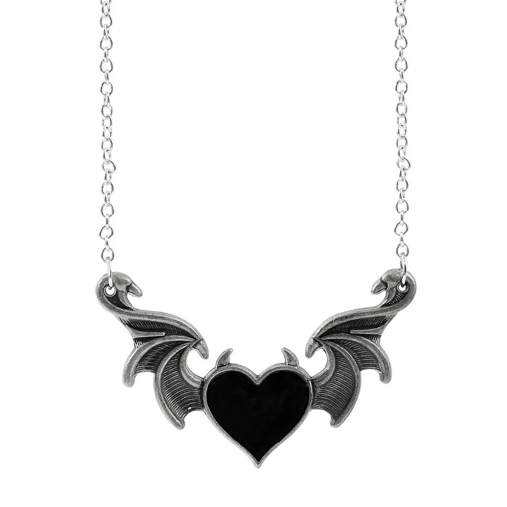 Heart Devil Wings Pendant Necklace Retro Punk Hip Hop Bat Pendant Necklace