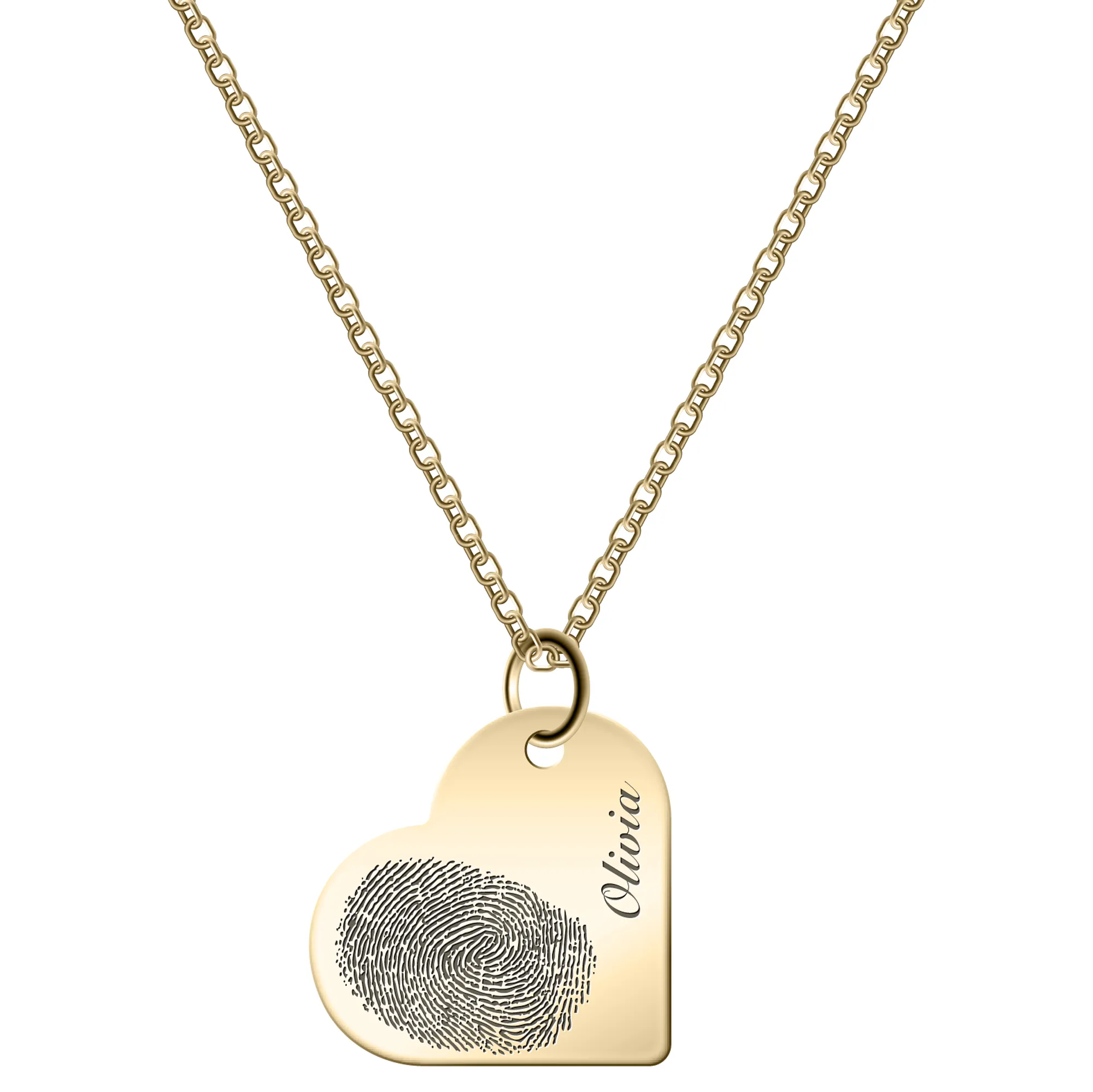 Heart Fingerprint Name Necklace