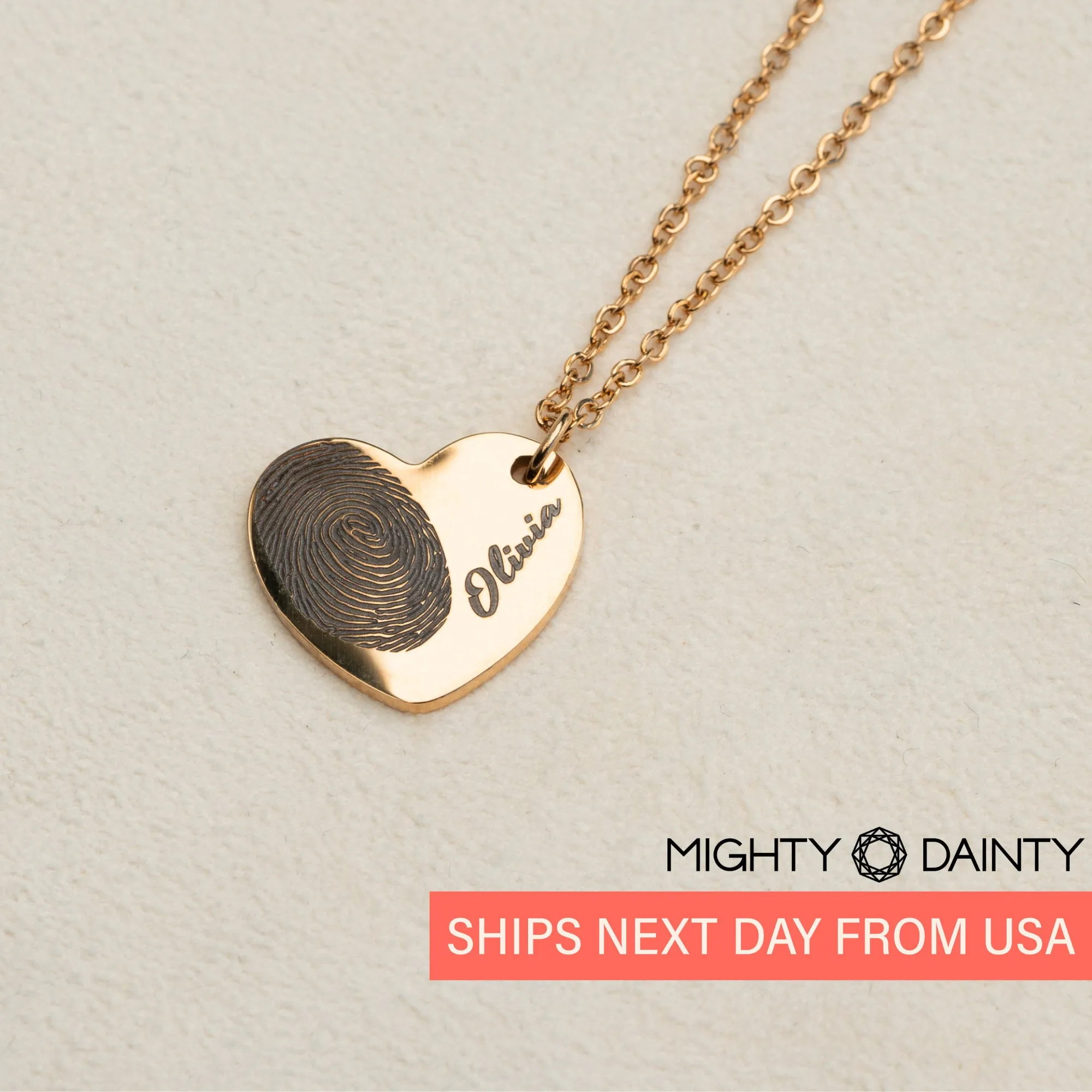 Heart Fingerprint Name Necklace