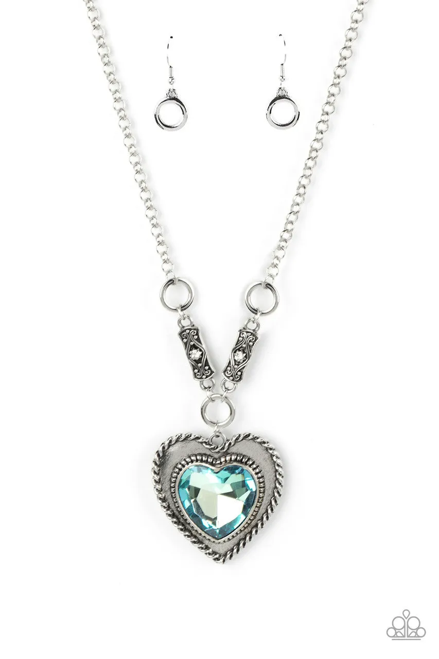 Heart Full of Fabulous - Blue - Oversized Pendant Paparazzi Short Necklace