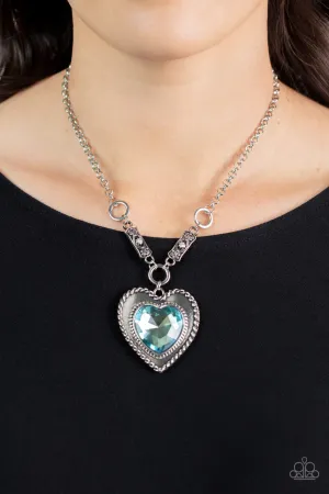 Heart Full of Fabulous - Blue - Oversized Pendant Paparazzi Short Necklace