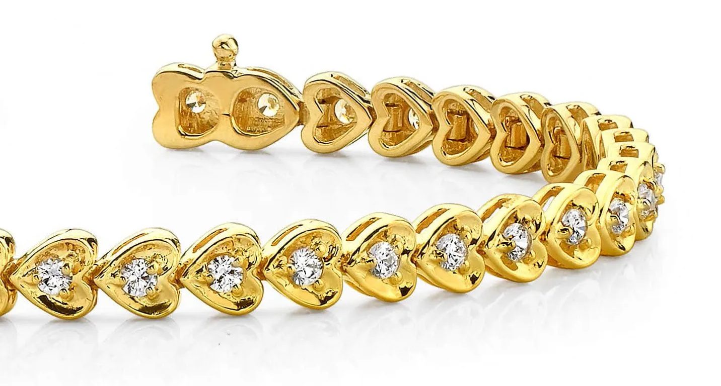Heart Link Diamond Bracelet with 0.98 ct.(finished) 1.5mm