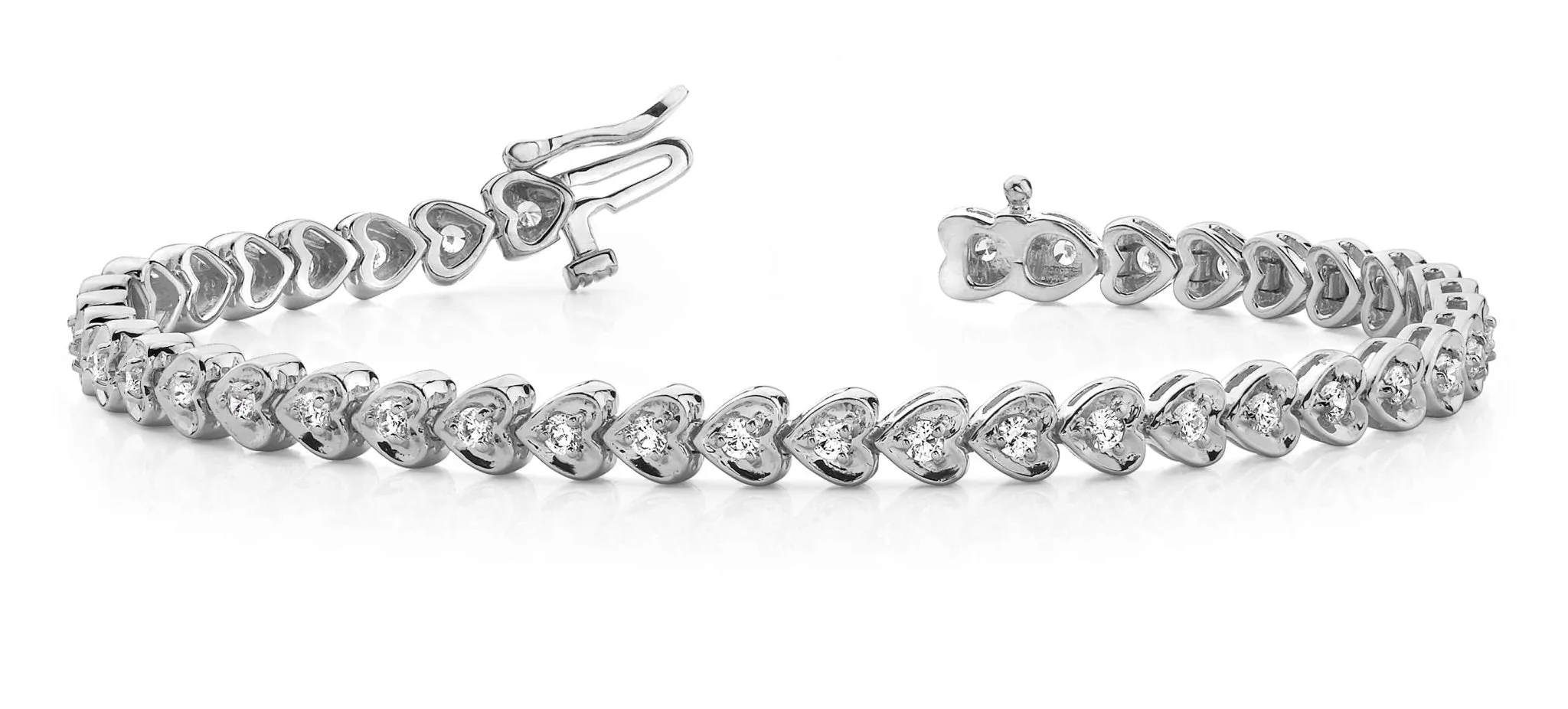 Heart Link Diamond Bracelet with 0.98 ct.(finished) 1.5mm