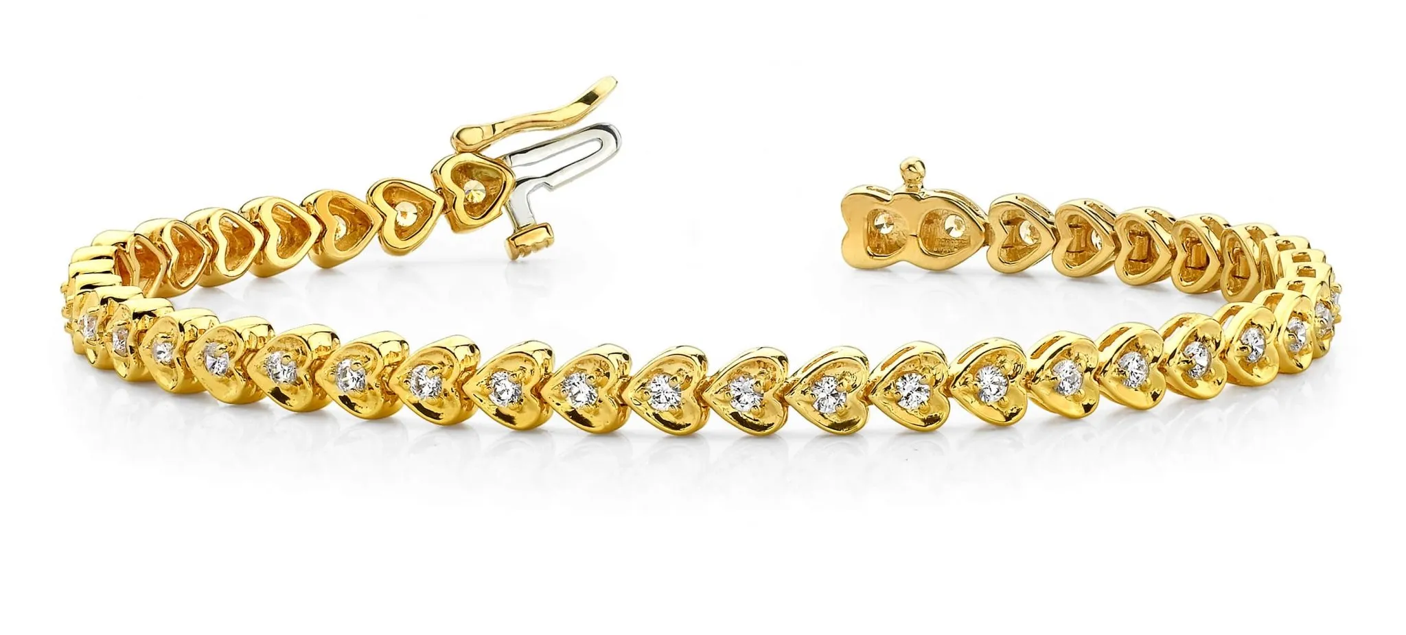 Heart Link Diamond Bracelet with 0.98 ct.(finished) 1.5mm