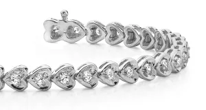 Heart Link Diamond Bracelet with 0.98 ct.(finished) 1.5mm
