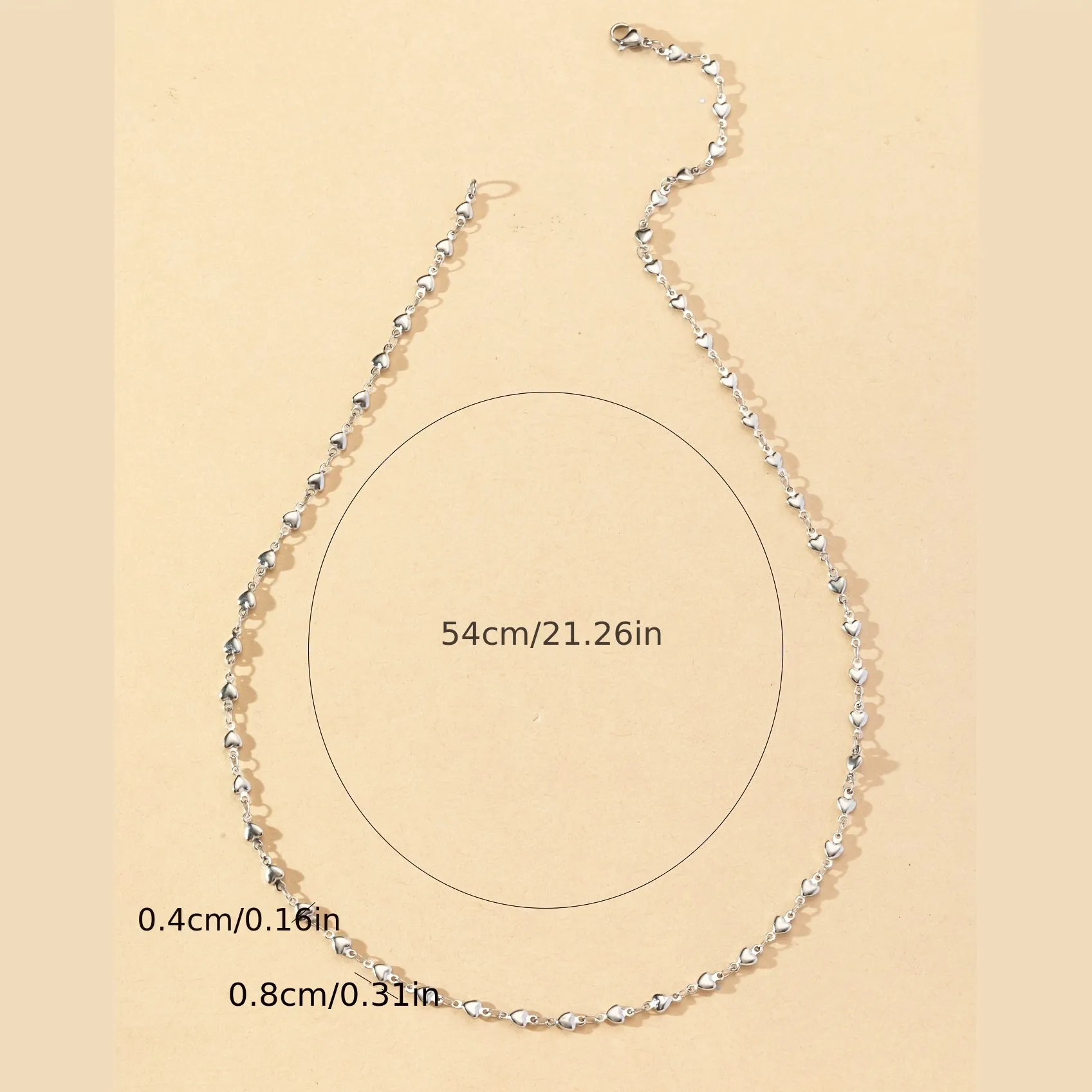 Heart Love Shape Beads Stainless Steel Necklace