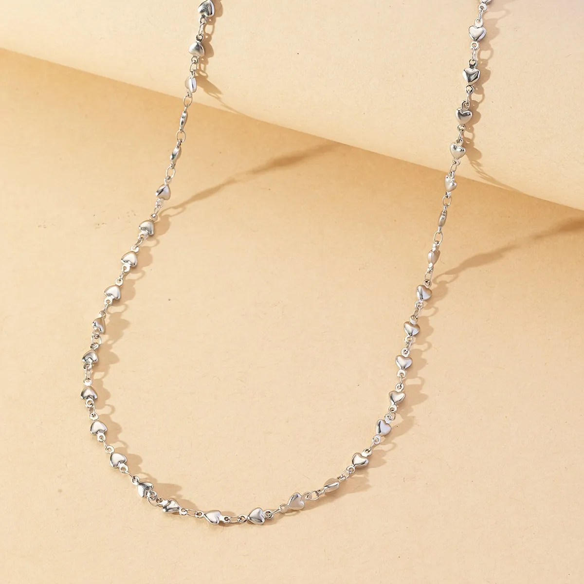 Heart Love Shape Beads Stainless Steel Necklace