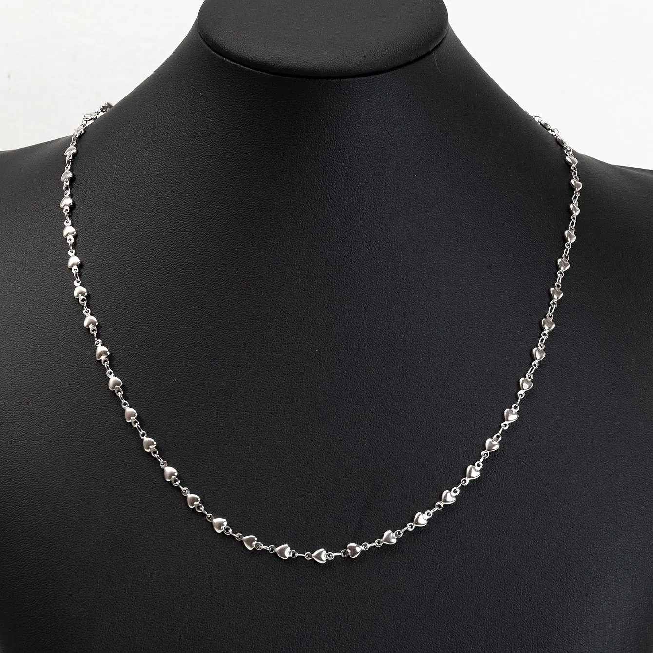 Heart Love Shape Beads Stainless Steel Necklace