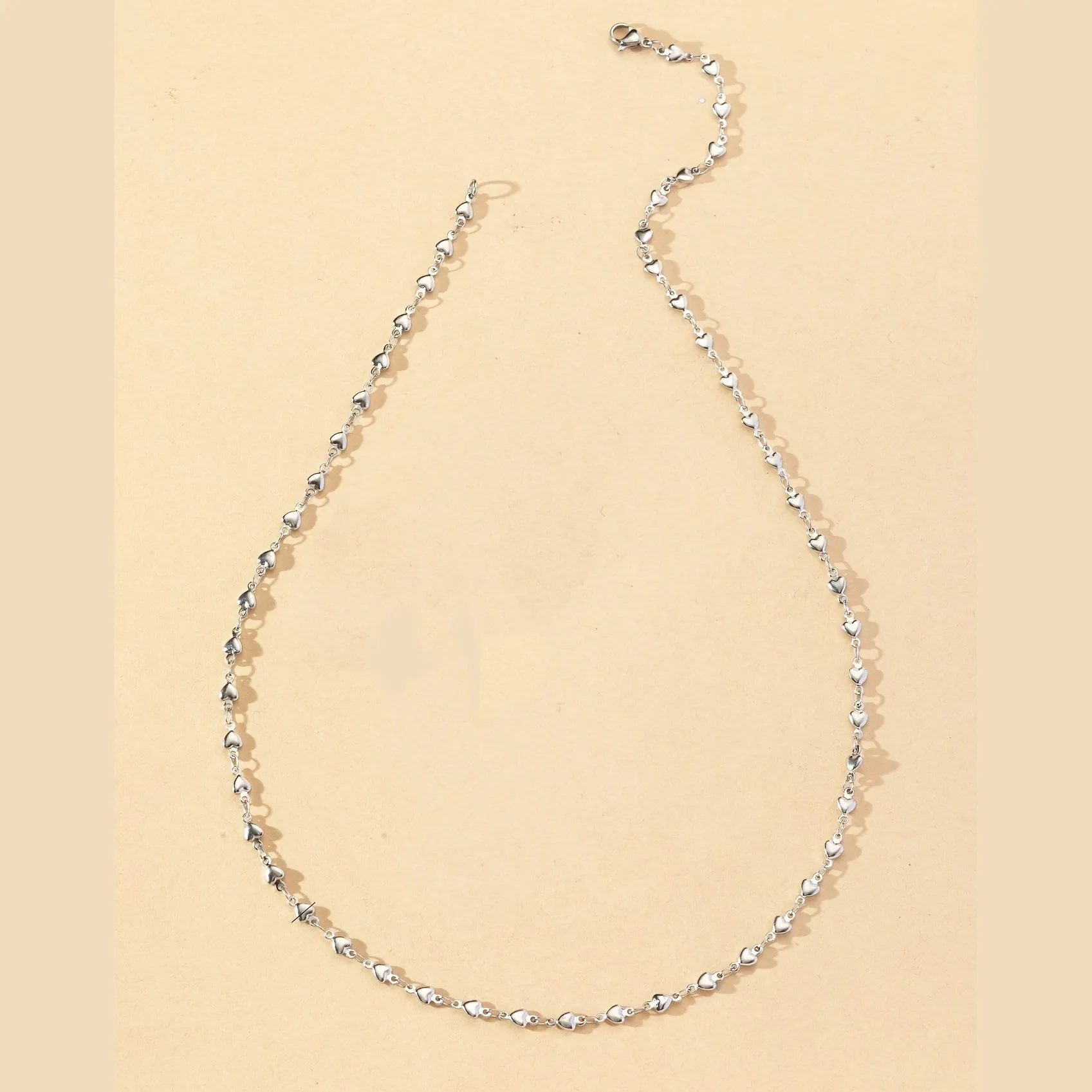 Heart Love Shape Beads Stainless Steel Necklace