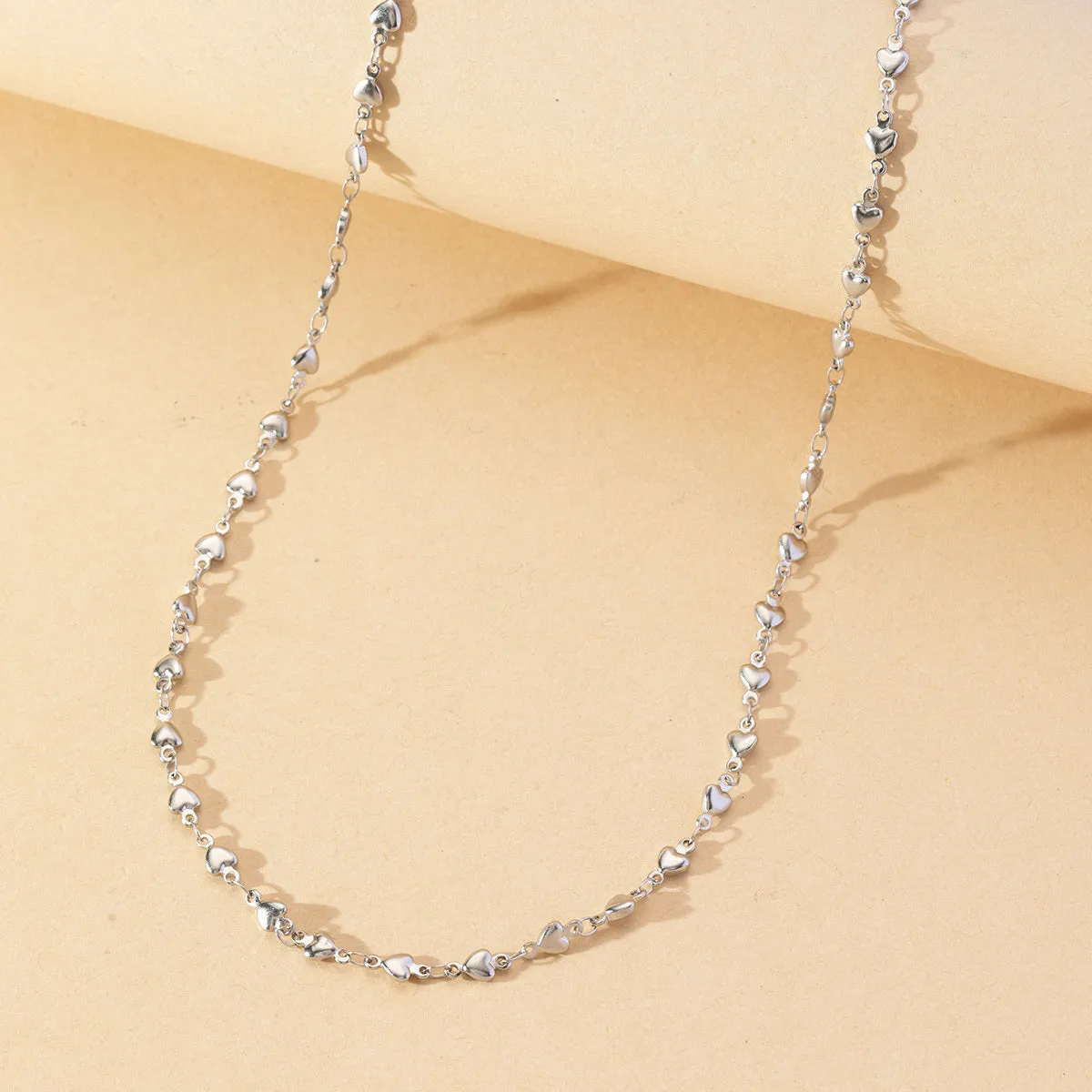 Heart Love Shape Beads Stainless Steel Necklace