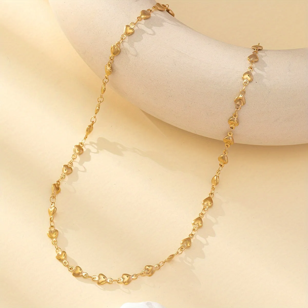 Heart Love Shape Beads Stainless Steel Necklace