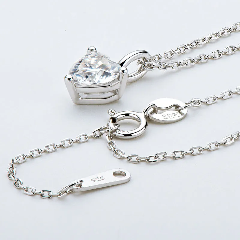 Heart Shaped 1.0Ct Moissanite Pendant Necklace