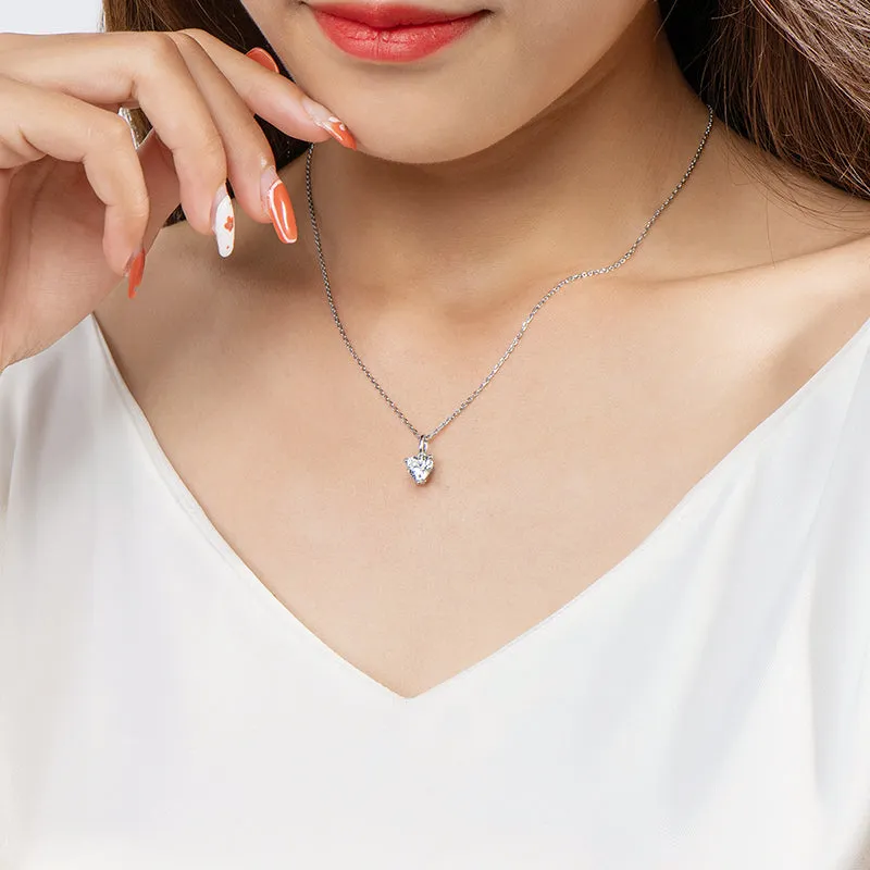 Heart Shaped 1.0Ct Moissanite Pendant Necklace