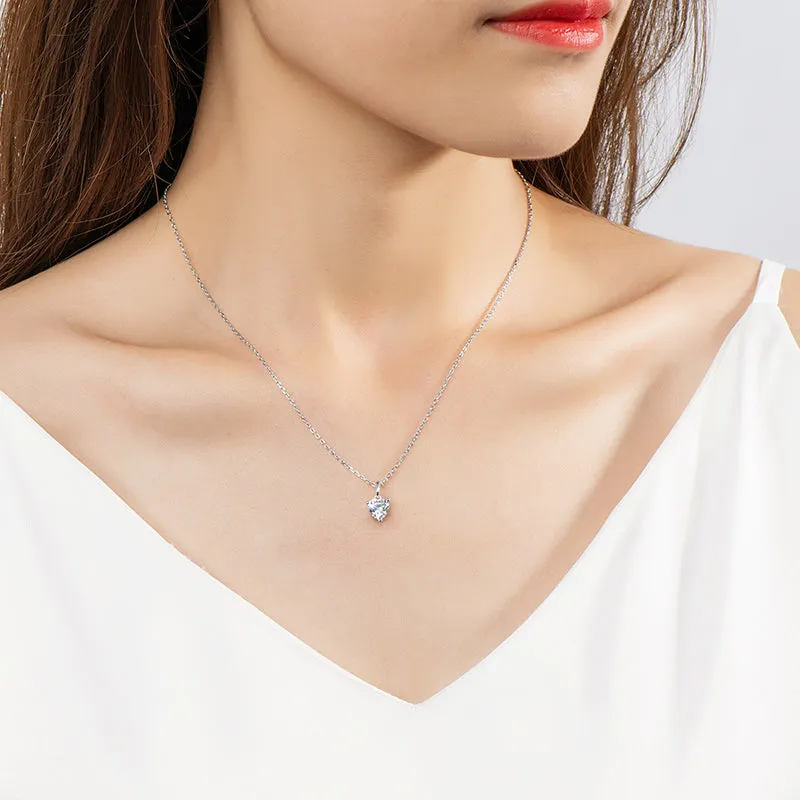 Heart Shaped 1.0Ct Moissanite Pendant Necklace