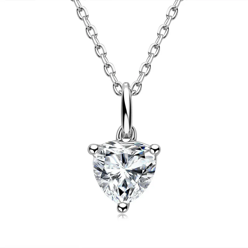 Heart Shaped 1.0Ct Moissanite Pendant Necklace