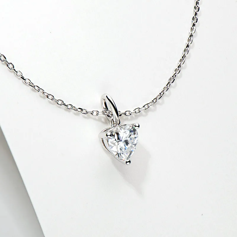 Heart Shaped 1.0Ct Moissanite Pendant Necklace