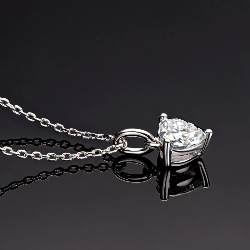 Heart Shaped 1.0Ct Moissanite Pendant Necklace