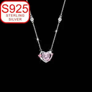 Heart-Shaped 925 Silver Pendant Necklace