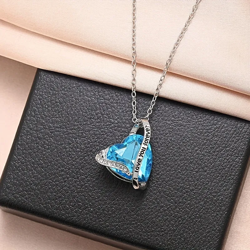 Heart-shaped Crystal Pendant Necklace I Will Love You Forever Couple Jewelry
