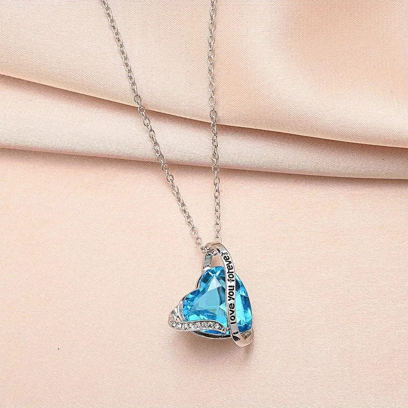 Heart-shaped Crystal Pendant Necklace I Will Love You Forever Couple Jewelry