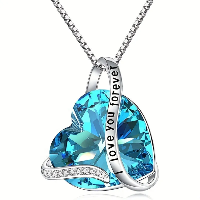 Heart-shaped Crystal Pendant Necklace I Will Love You Forever Couple Jewelry
