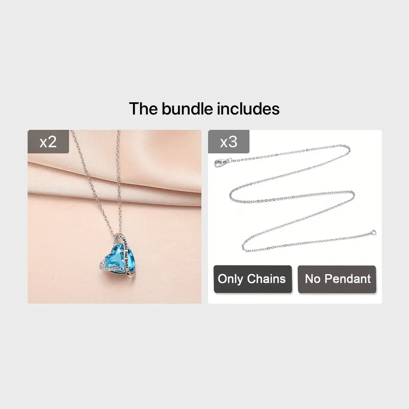 Heart-shaped Crystal Pendant Necklace I Will Love You Forever Couple Jewelry