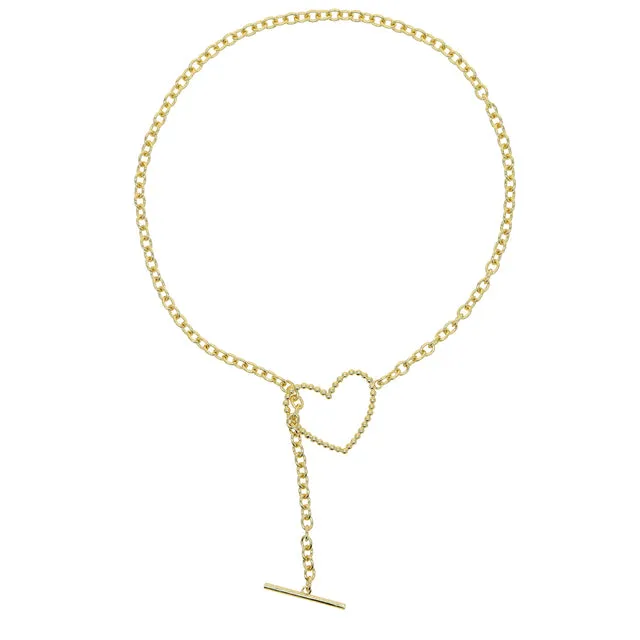 Heart Shaped Toggle Clasp Untique Cuban Chain Choker Necklace