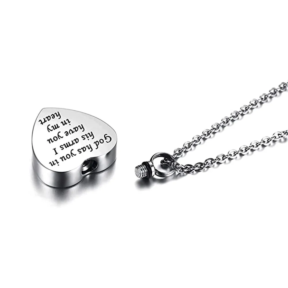 Heart Silver Urn Locket For Ashes Stainless Steel Urns Pendant