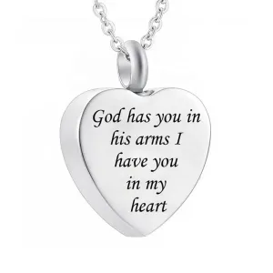 Heart Silver Urn Locket For Ashes Stainless Steel Urns Pendant