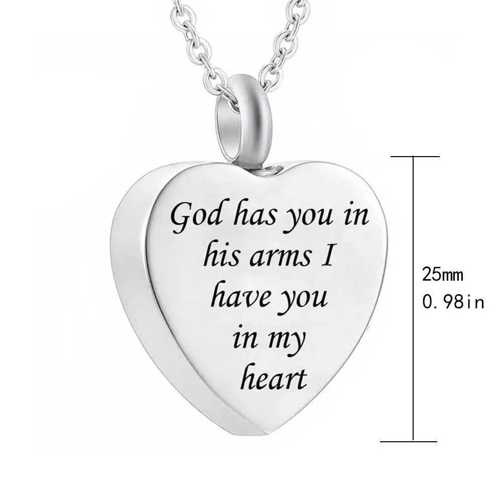 Heart Silver Urn Locket For Ashes Stainless Steel Urns Pendant