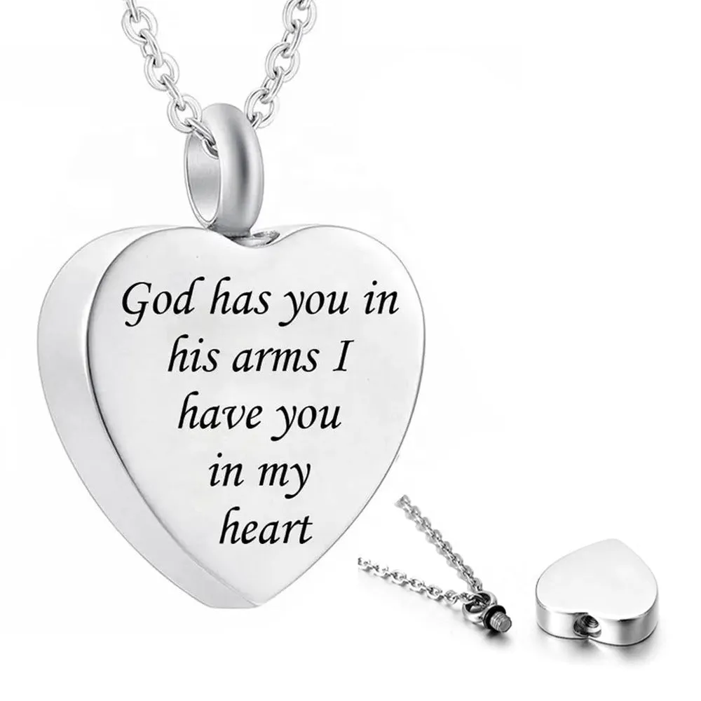 Heart Silver Urn Locket For Ashes Stainless Steel Urns Pendant