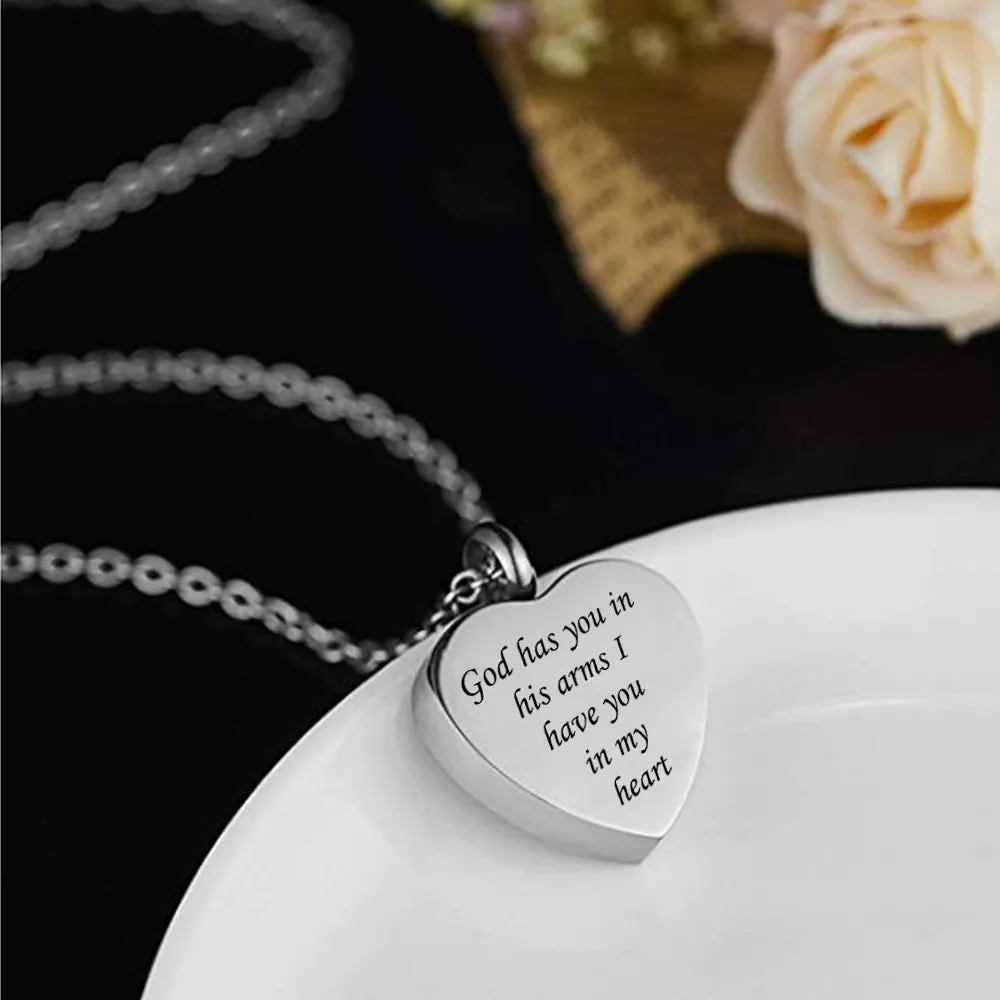 Heart Silver Urn Locket For Ashes Stainless Steel Urns Pendant