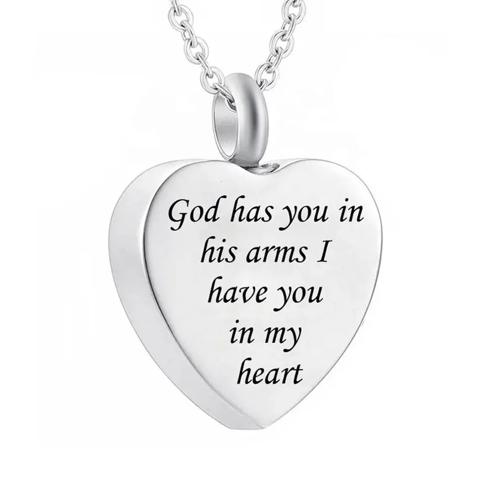 Heart Silver Urn Locket For Ashes Stainless Steel Urns Pendant