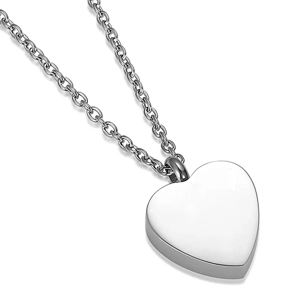 Heart Silver Urn Locket For Ashes Stainless Steel Urns Pendant