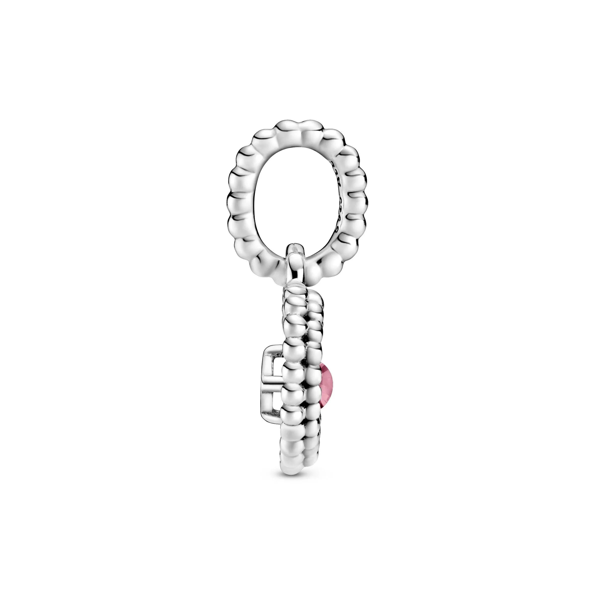 Heart sterling silver dangle with petal pink crystal