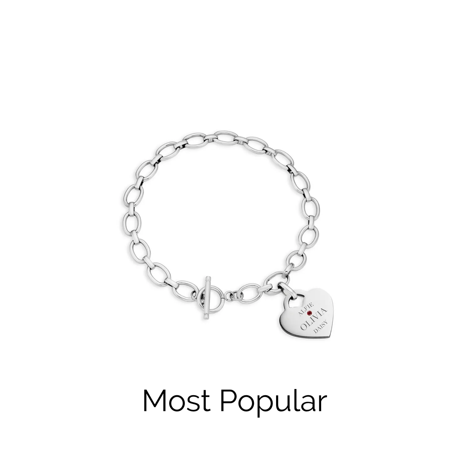 Heart Token Oval Bracelet (Silver)
