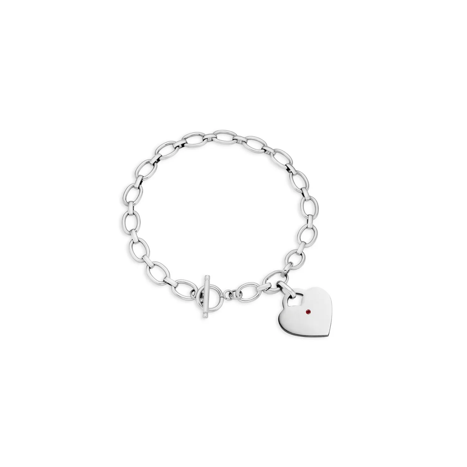 Heart Token Oval Bracelet (Silver)