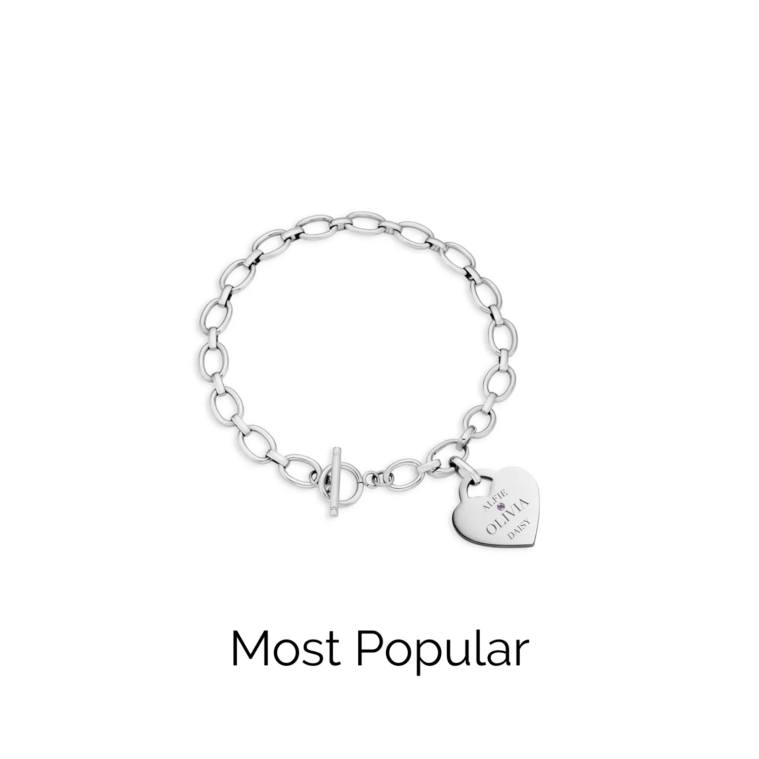 Heart Token Oval Bracelet (Silver)