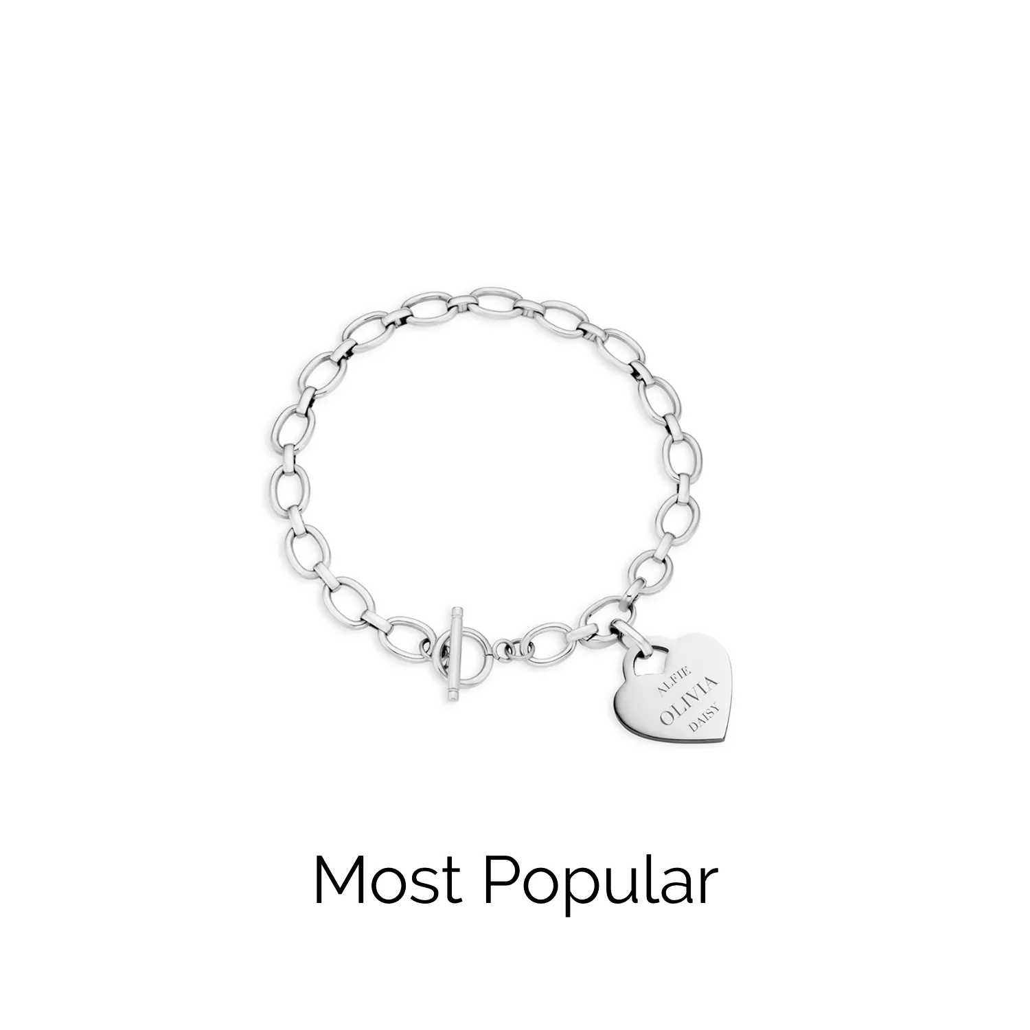 Heart Token Oval Bracelet (Silver)