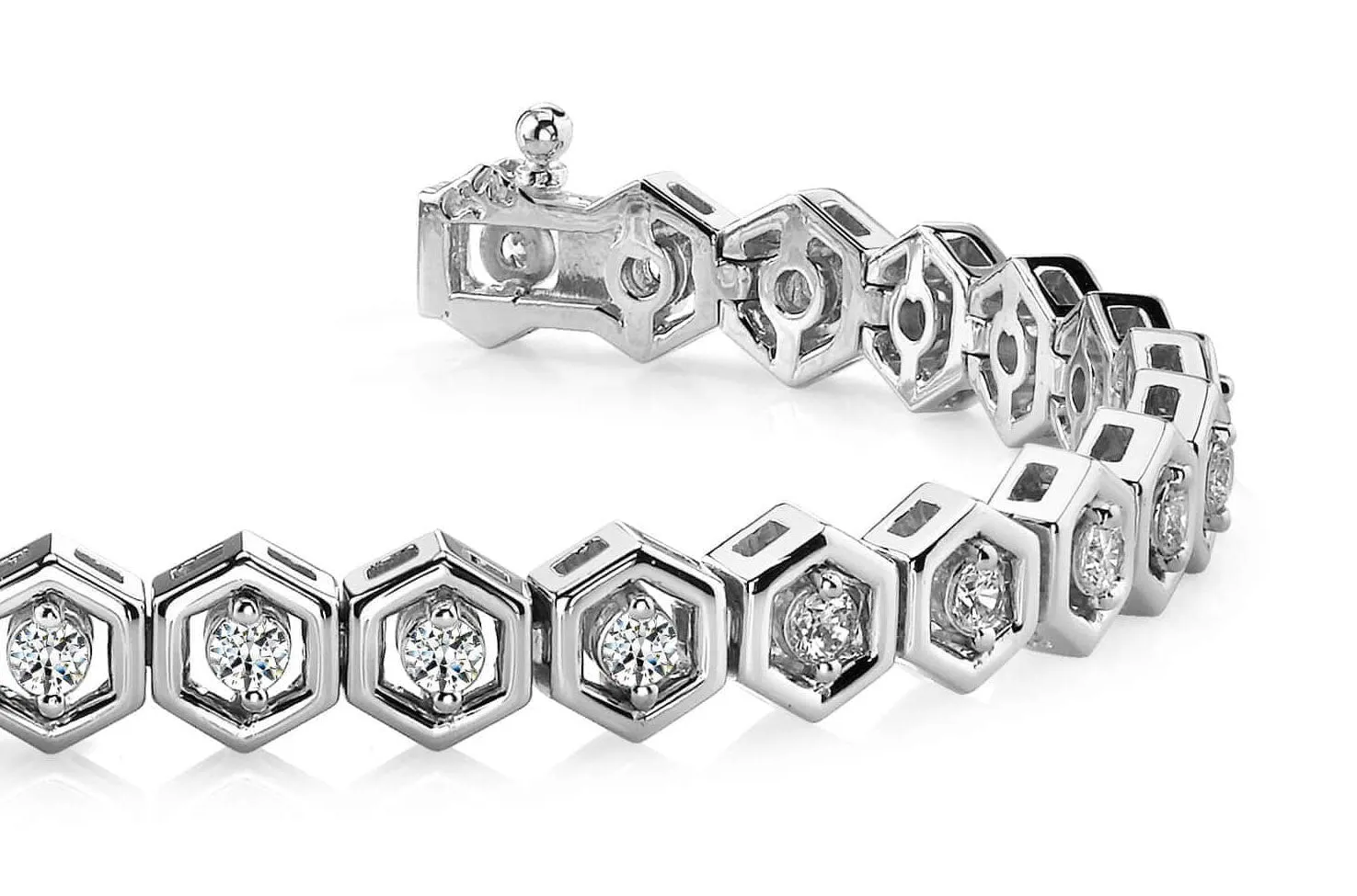 Hexagon Link Diamond Bracelet with 2.60 ct.(finished) 3mm