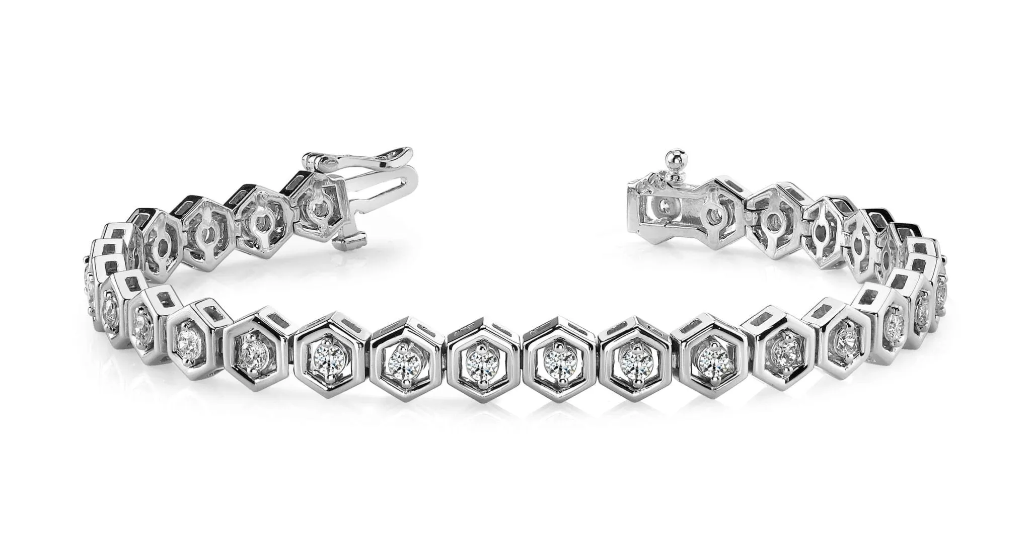 Hexagon Link Diamond Bracelet with 2.60 ct.(finished) 3mm