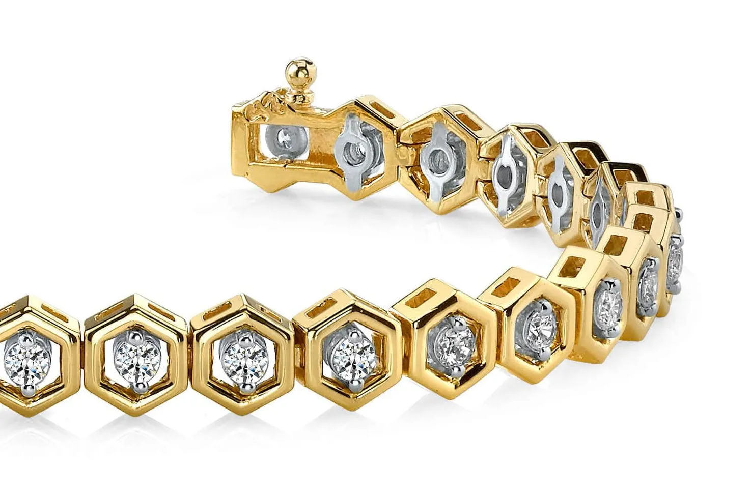 Hexagon Link Diamond Bracelet with 2.60 ct.(finished) 3mm