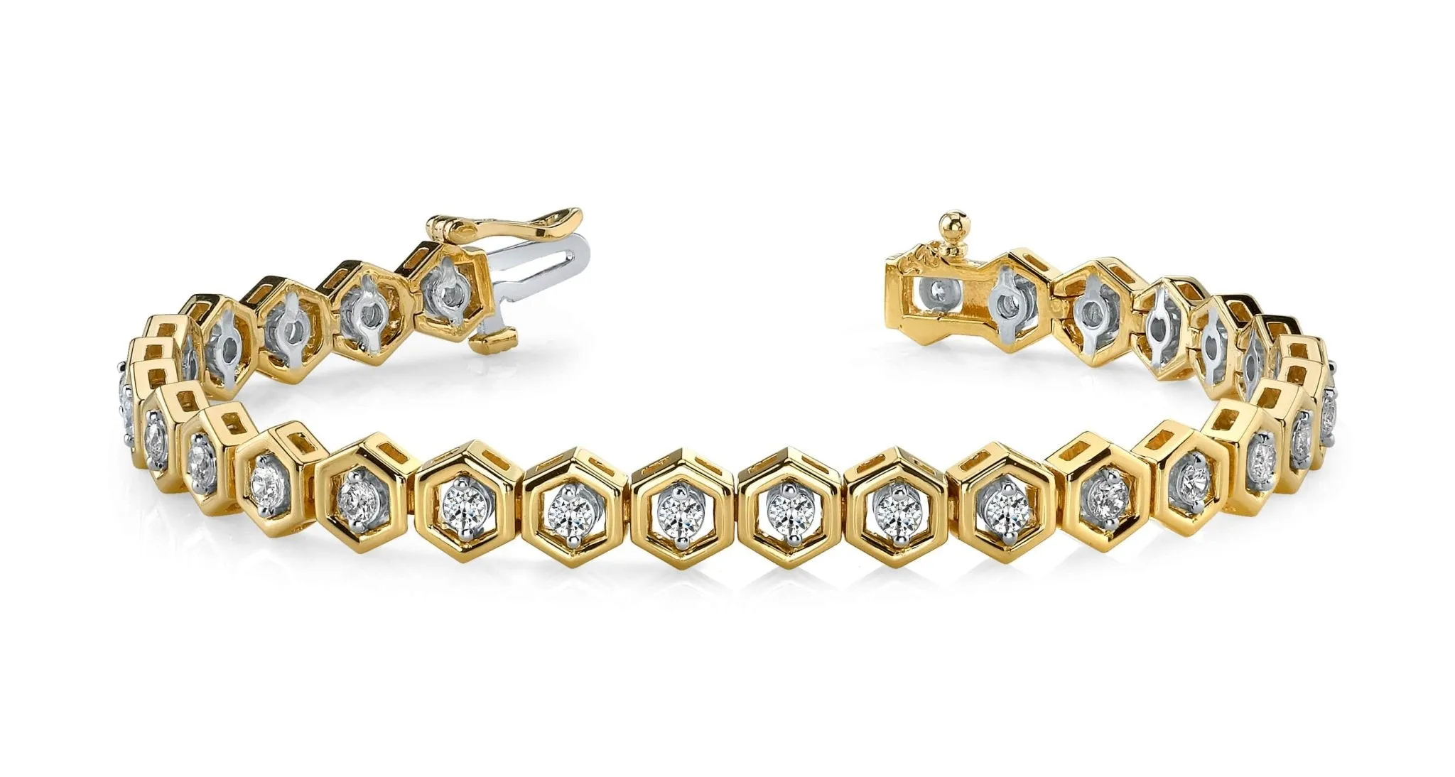Hexagon Link Diamond Bracelet with 2.60 ct.(finished) 3mm