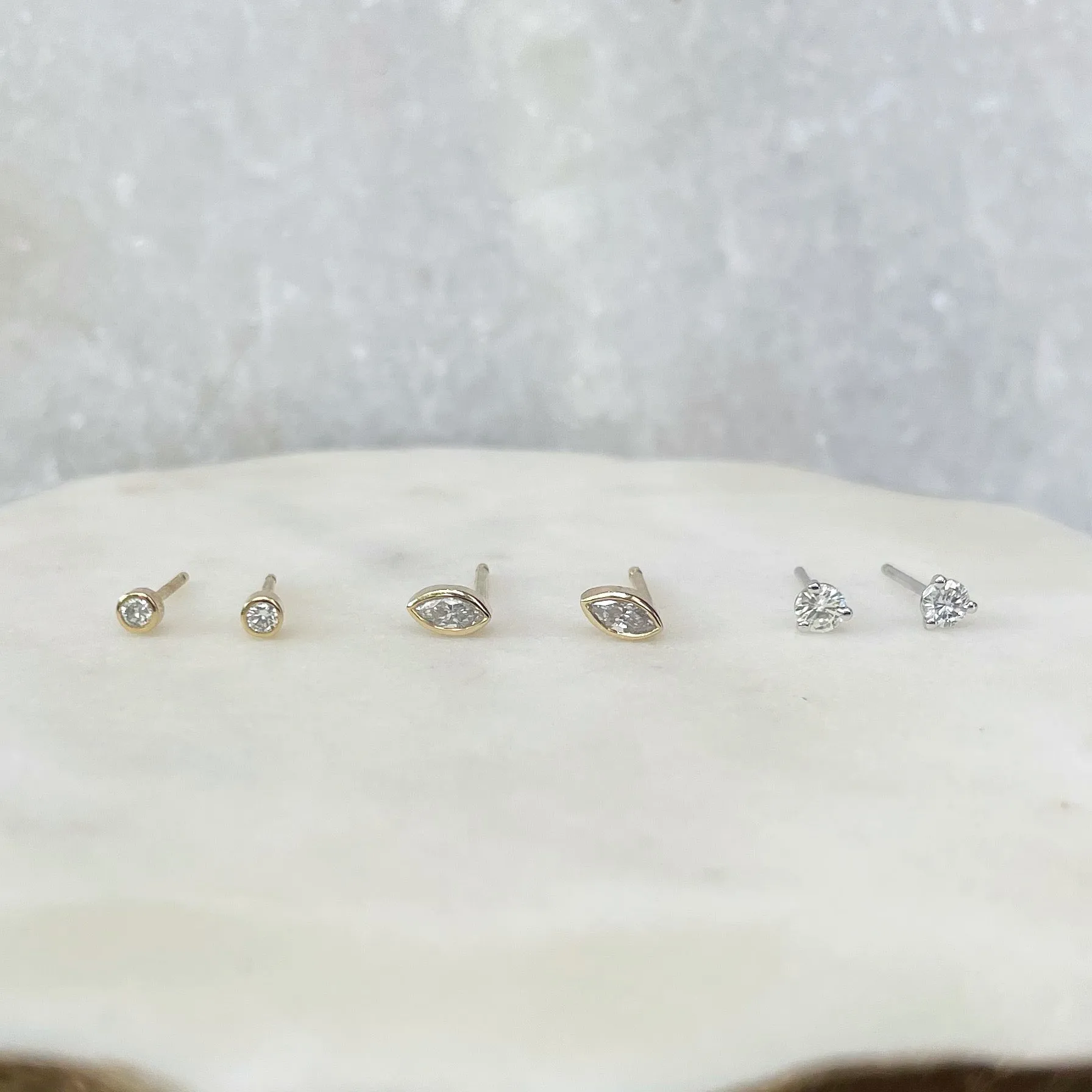 HJ Diamond marquise 14kt yellow gold studs