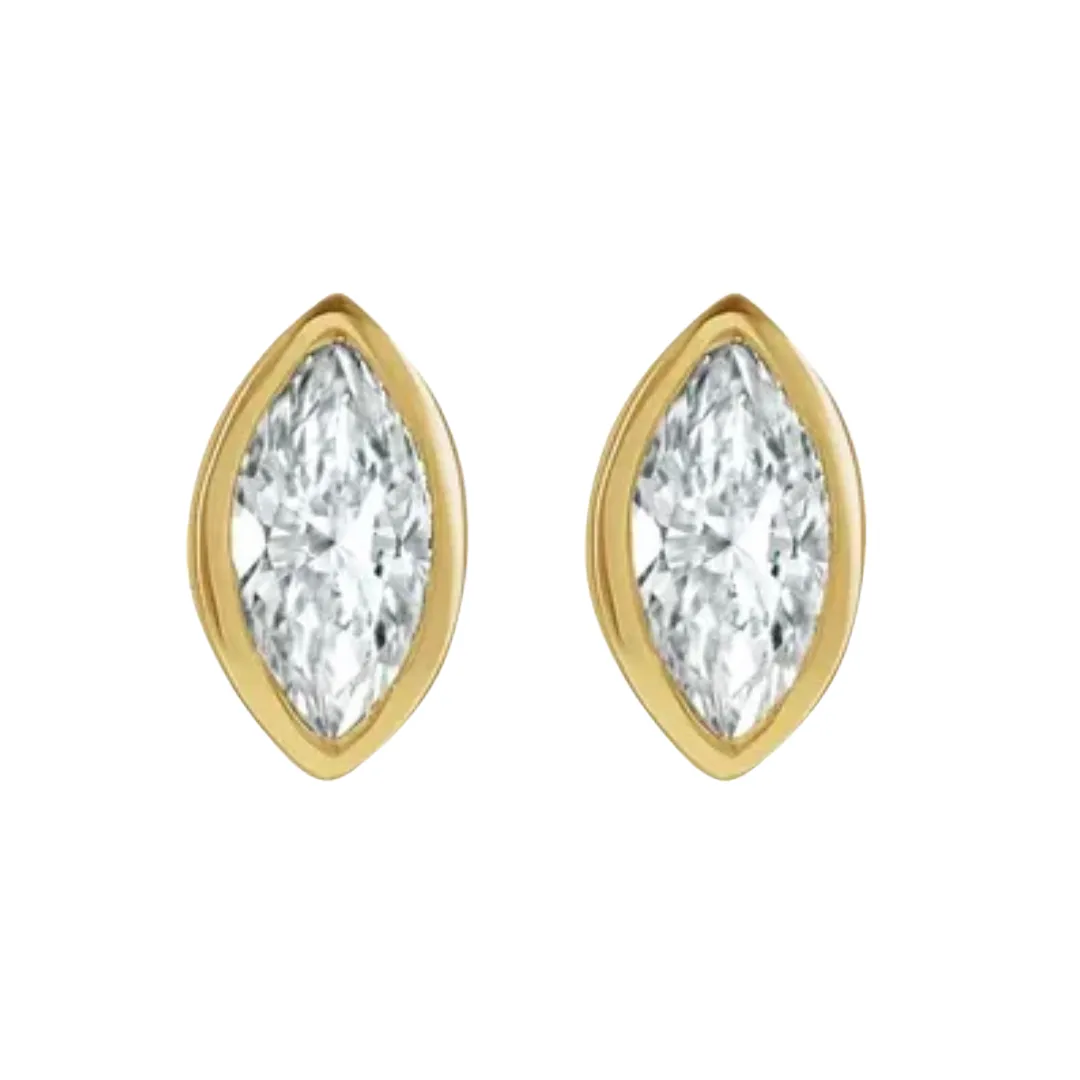 HJ Diamond marquise 14kt yellow gold studs